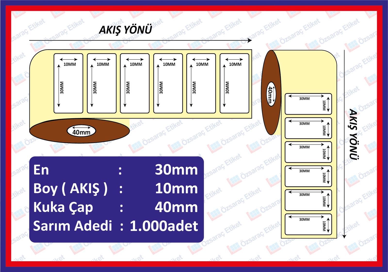 EKO TERMAL BARKOD ETİKETI 10x30 1000 SARIM