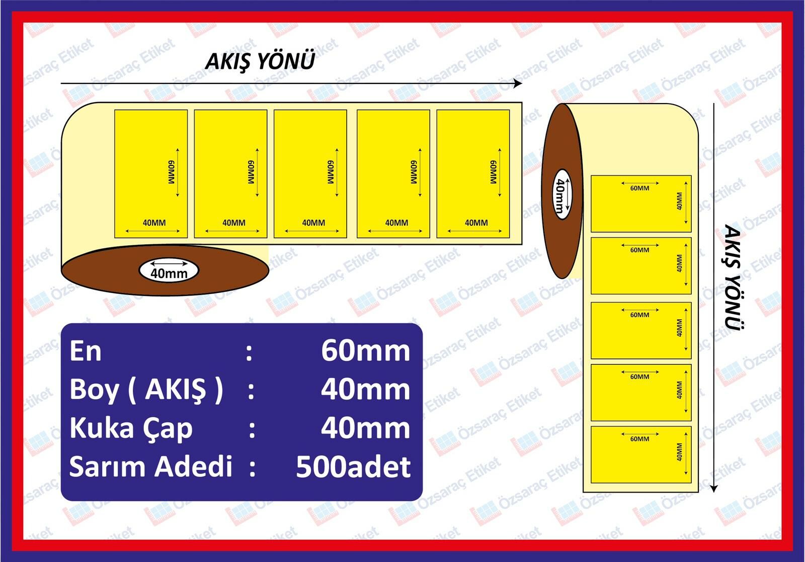 ECO TERMAL 40*60 SARI ECZANE ETİKETİ 500 SARIM
