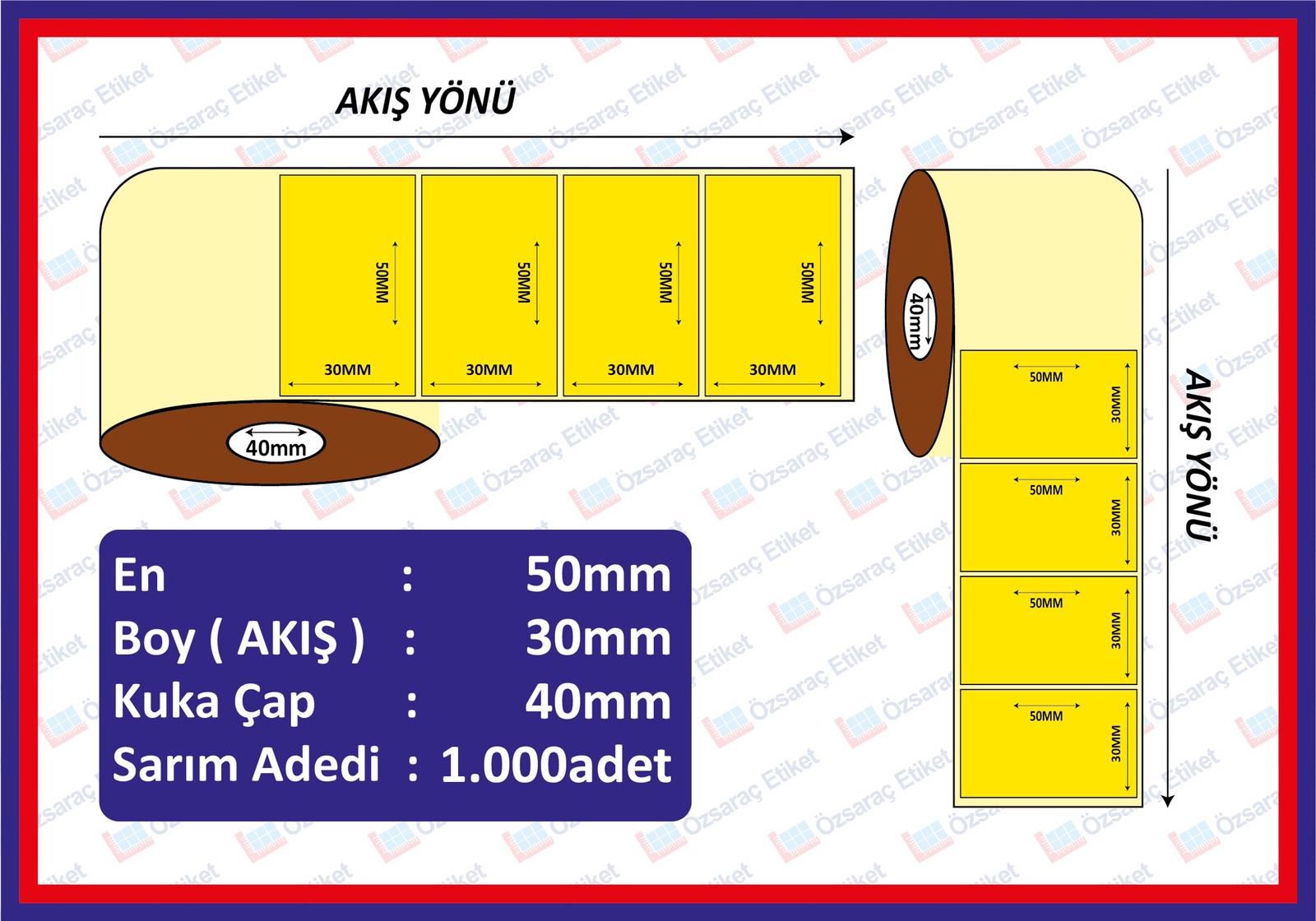 ECO TERMAL 30*50 SARI ECZANE ETİKETİ 1000 SARIM