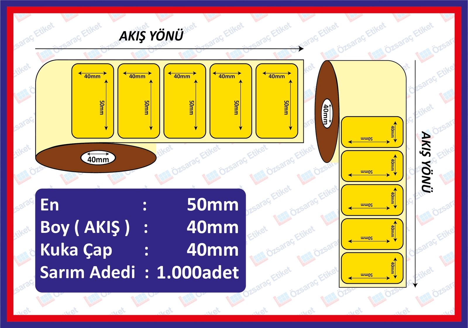 ECO TERMAL 40x50 SARI ECZANE ETİKETİ 1000 SARIM