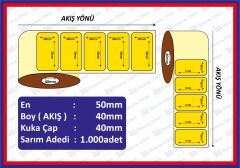 ECO TERMAL 40x50 SARI ECZANE ETİKETİ 1000 SARIM