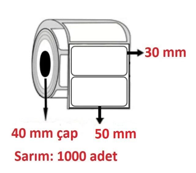 EKO TERMAL BARKOD ETİKETI 30x50 1000 SARIM
