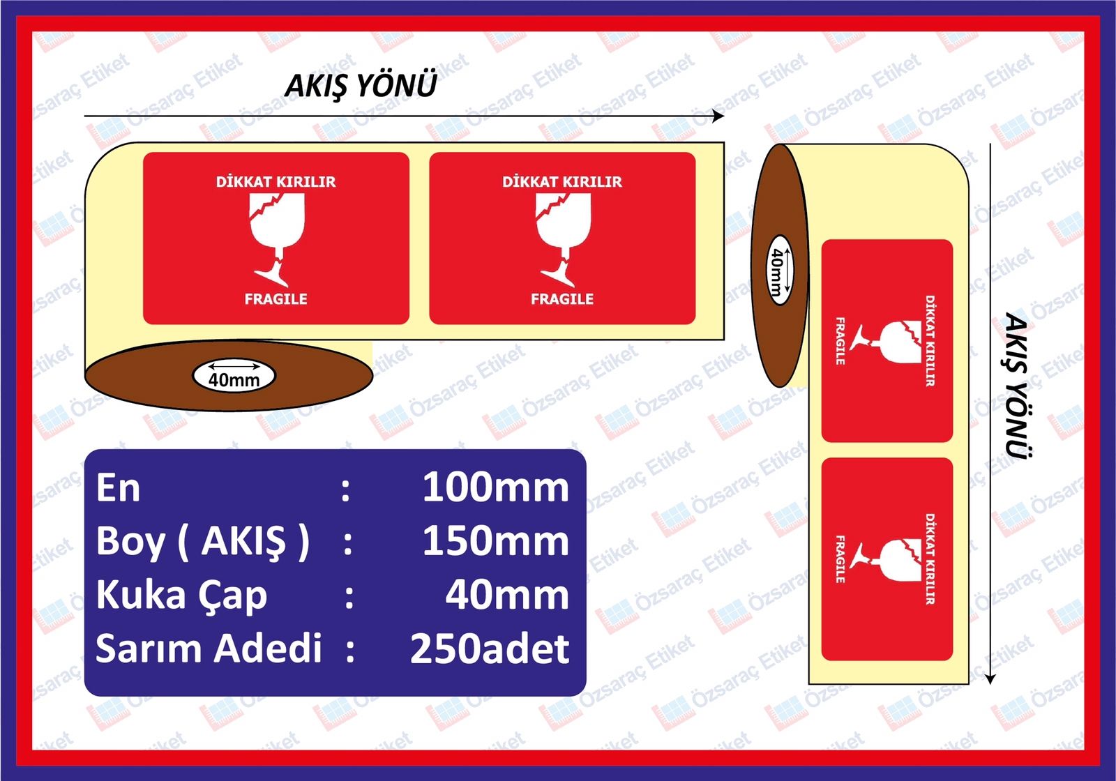 DİKKAT KIRILIR ETİKETİ 250 SARIM 100x150