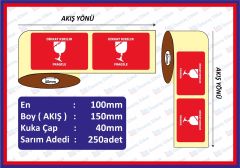 DİKKAT KIRILIR ETİKETİ 250 SARIM 100x150