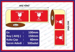DİKKAT KIRILIR ETİKETİ 500 SARIM 100x150