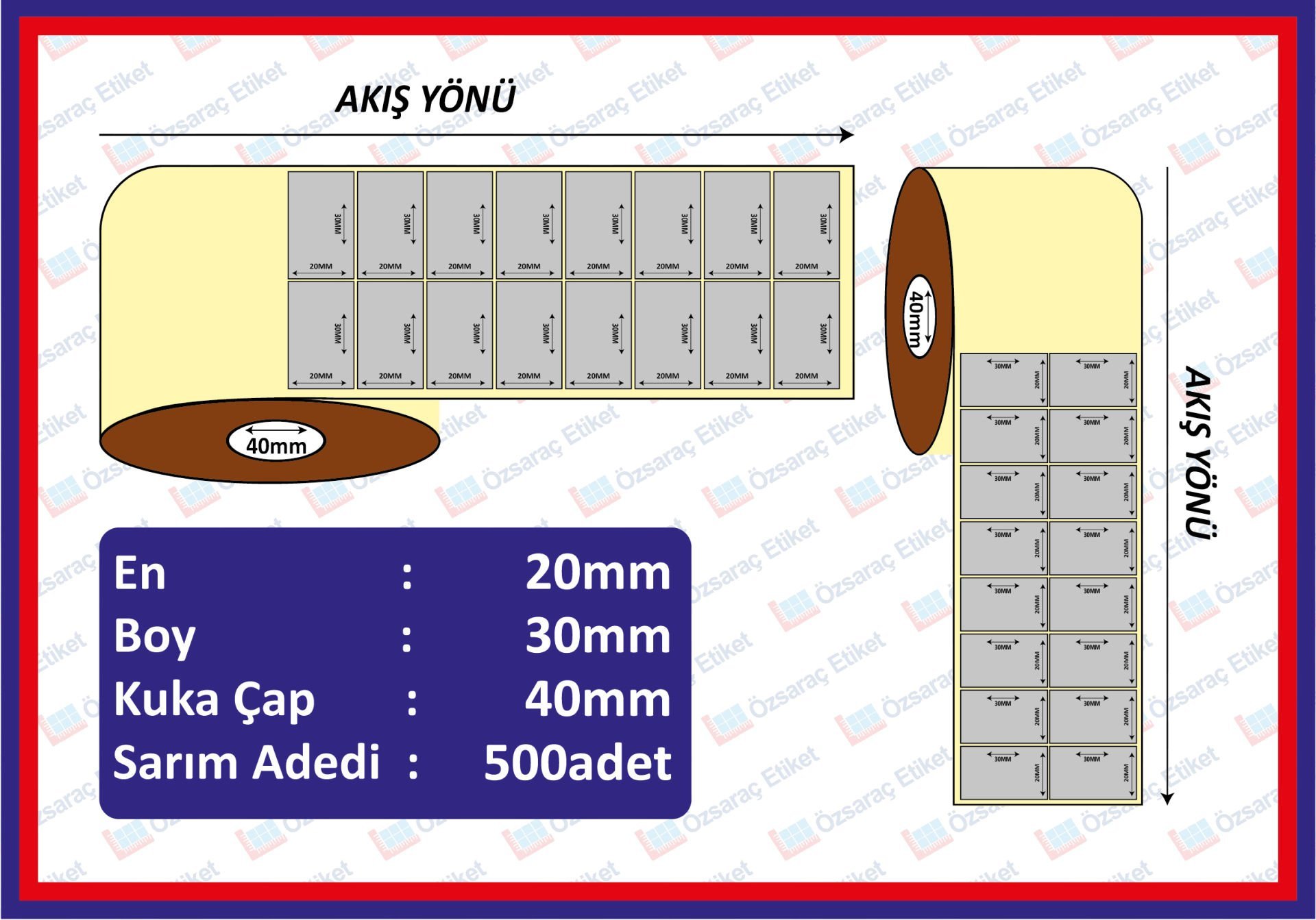 SİLVERMAT BARKOD ETİKETI 20x30 500 SARIM