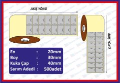 SİLVERMAT BARKOD ETİKETI 20x30 500 SARIM