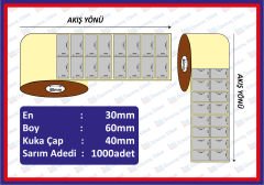 SİLVERMAT BARKOD ETİKETI 30x60 1000 SARIM