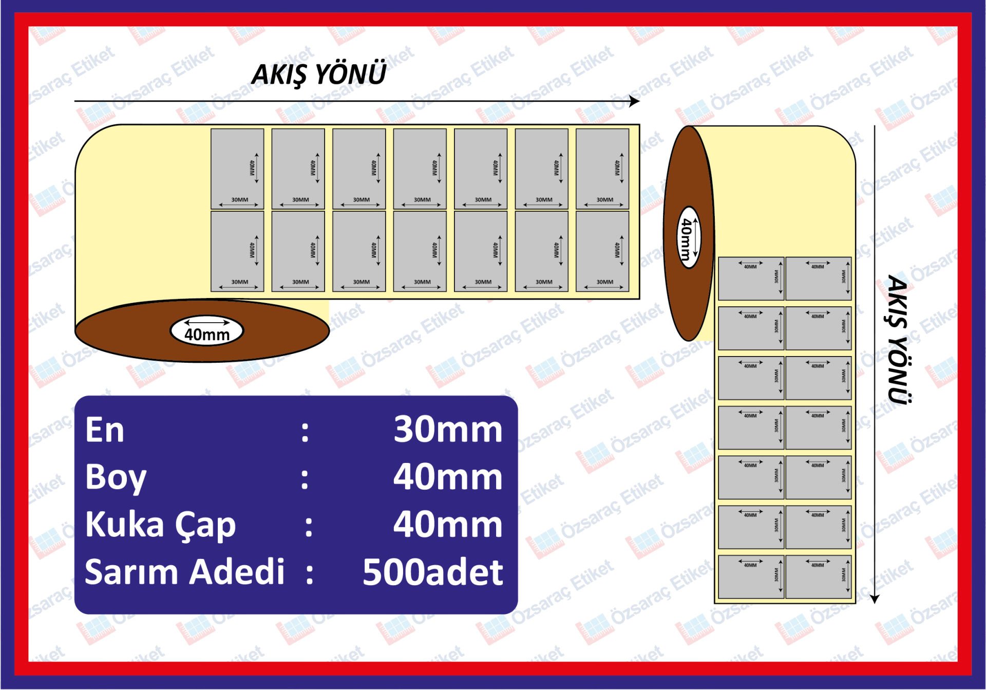 SİLVERMAT BARKOD ETİKETI 30x40 500 SARIM