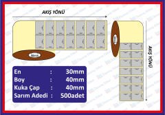 SİLVERMAT BARKOD ETİKETI 30x40 500 SARIM