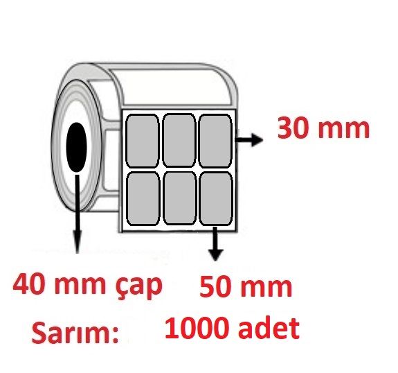 SİLVERMAT BARKOD ETİKETI 30x50 (1000 SARIM)