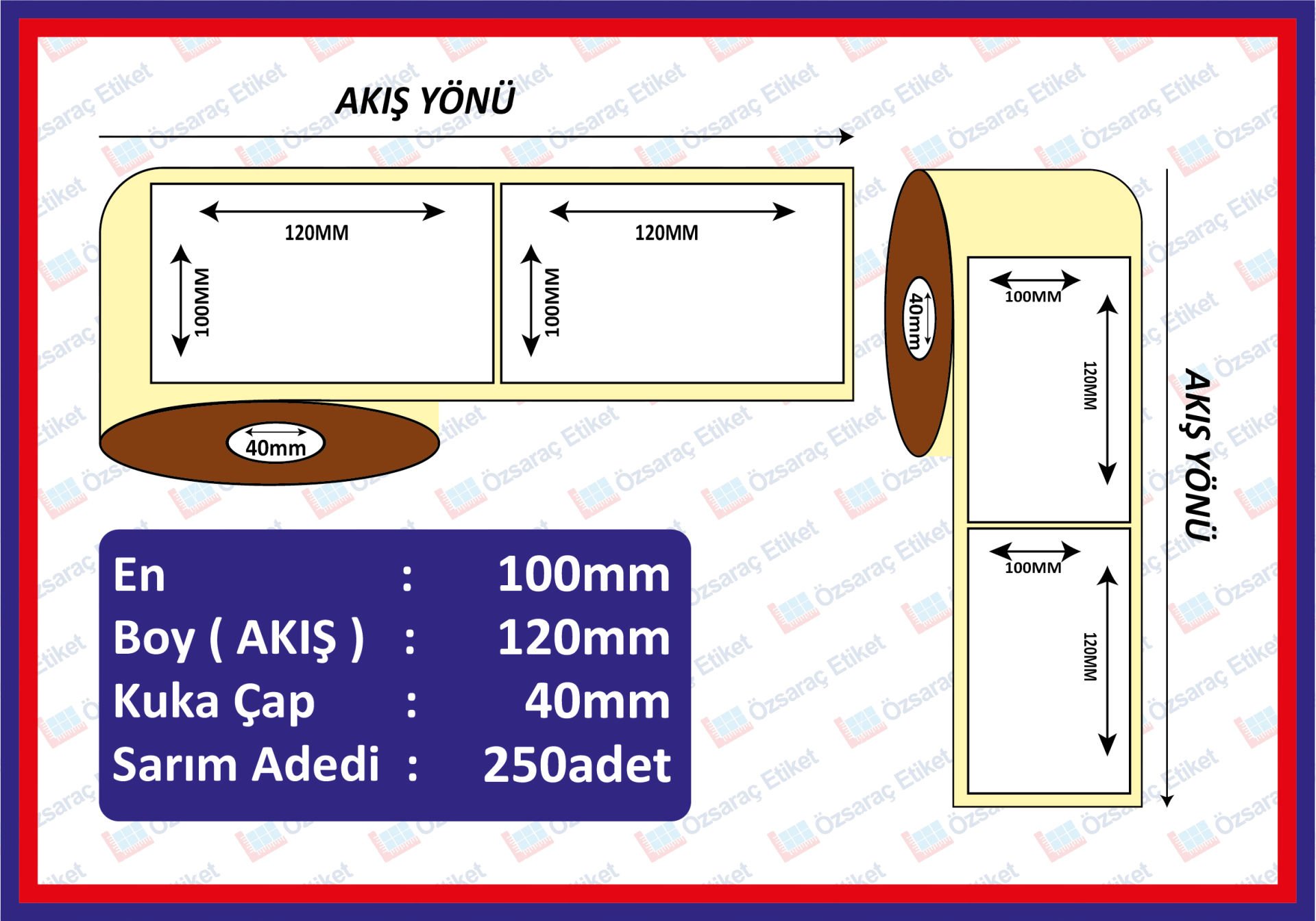 EKO TERMAL BARKOD ETİKETİ 100x120  250 SARIM 10 RULO  2500 ADET