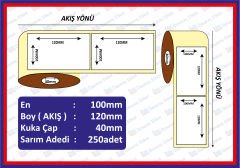 EKO TERMAL BARKOD ETİKETİ 100x120  250 SARIM 10 RULO  2500 ADET