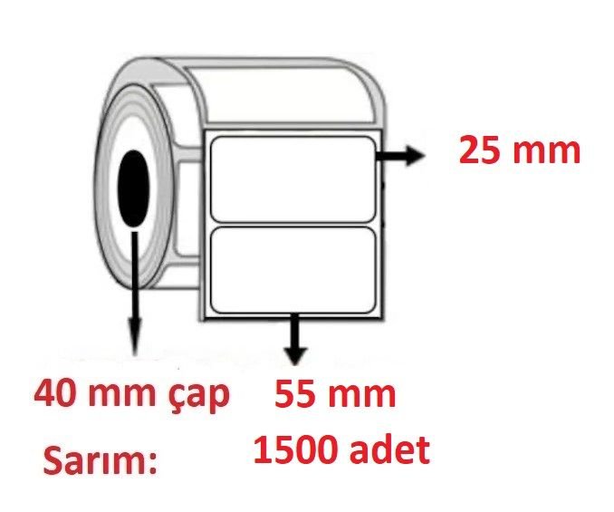 25X55 BARKOD ETİKETİ  EKO TERMAL  1500  Lİ SARIM