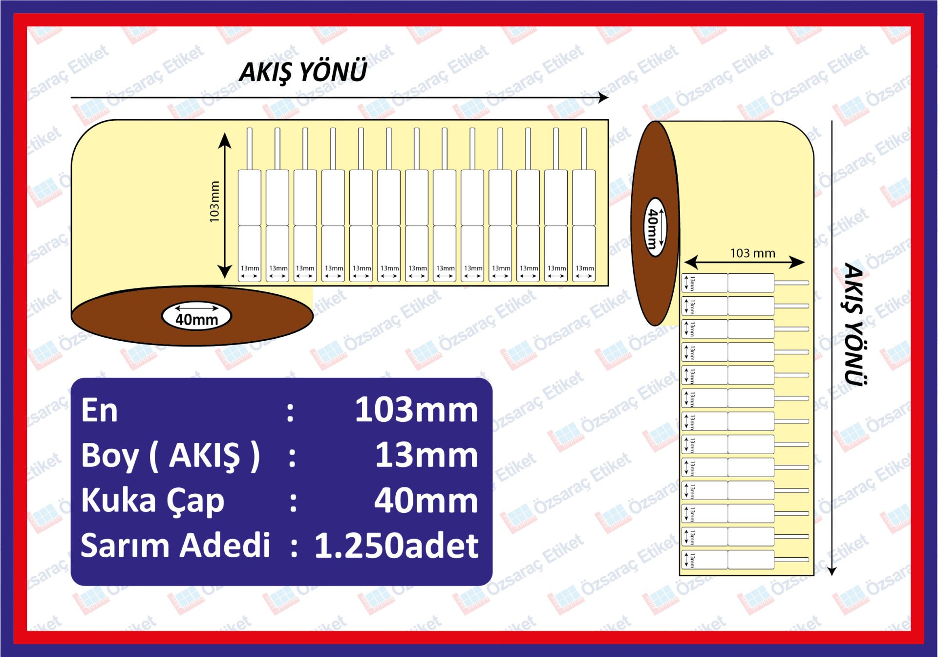 103X13  İNCE UZUN KUYUMCU ETIKETI  EKO TERMAL 1250  SARIM