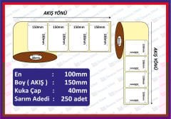 ECO TERMAL  ECO TERMAL 100x150 BARKOD  ETİKETİ 250 LÜ  50 RULO  12.500 ADET
