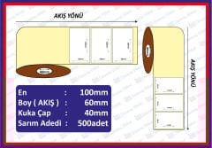 60X100 EKO TERMAL BARKOD ETİKETİ  500 LÜ  50 RULO  25.000  ADET