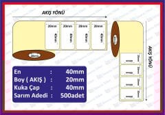 20*40 KUŞE BARKOD ETİKETİ  1000 Lİ