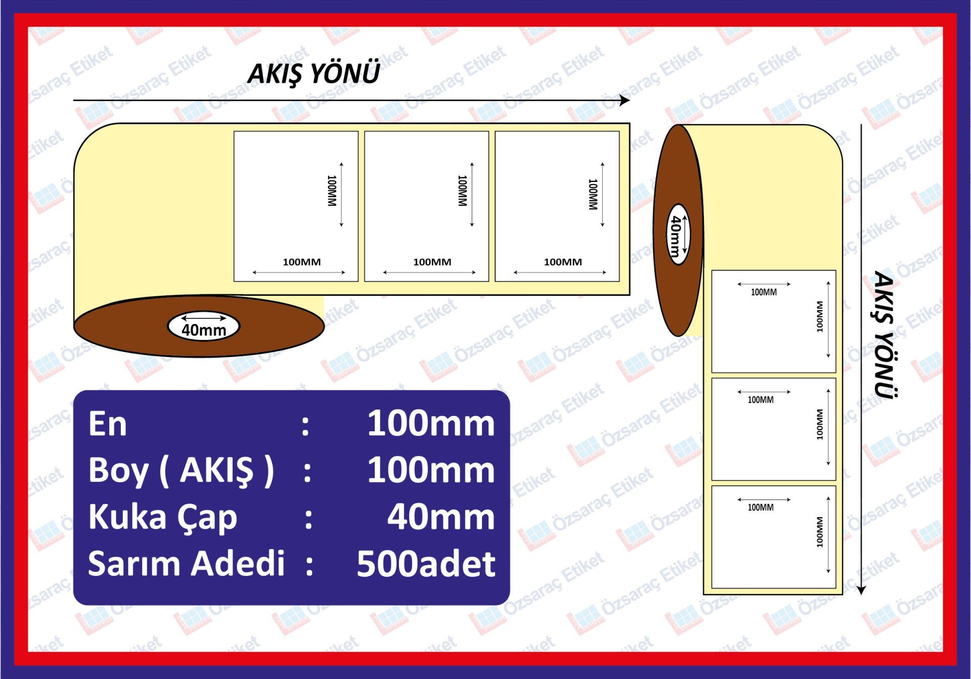 ÇUVALLAR İÇİN ÖZEL YAPIŞKANLI ETİKET 100*100  EKO TERMAL