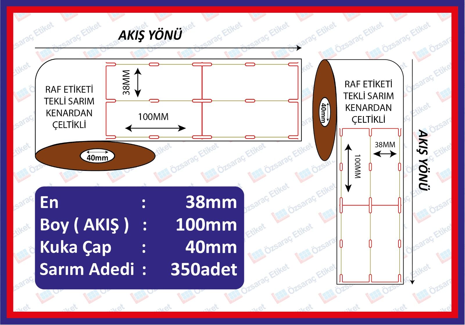 100*38 RAF ETİKETİ DİKEY YANDAN CELTEKLİ 350  SARIM