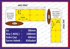 100*38 KARTON RAF ETİKETİ YANDAN CELTEKLİ SARI ZEMIN DİKEY 350 SARIM