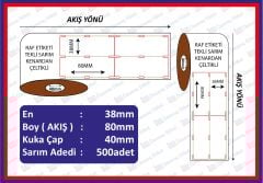 80*38 KARTON  RAF ETİKETİ  KENARDAN CELTEKLİ DİKEY 500 SARIM