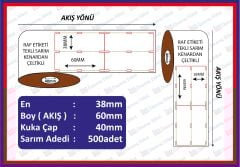60*38 KARTON RAF ETİKETİ YANDAN CELTEKLİ DİKEY 500 SARIM