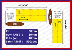 60*38 KARTON TERMAL RAF ETİKETİ SARI ZEMIN DIKEY YANDAN CELTEKLİ 500 LÜ
